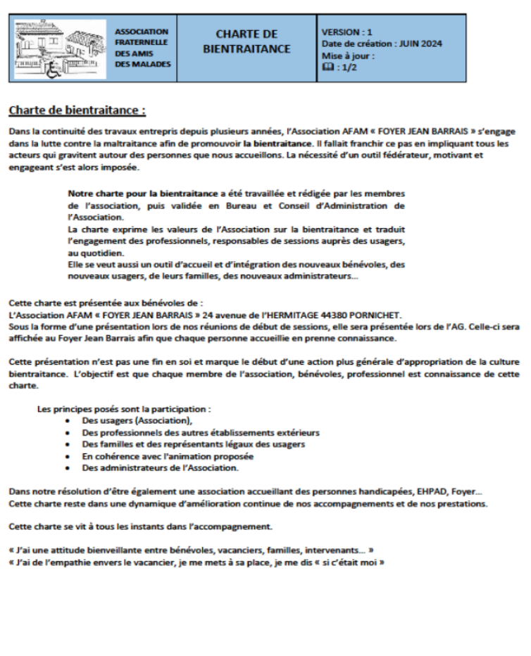 Charte de Bientraitance